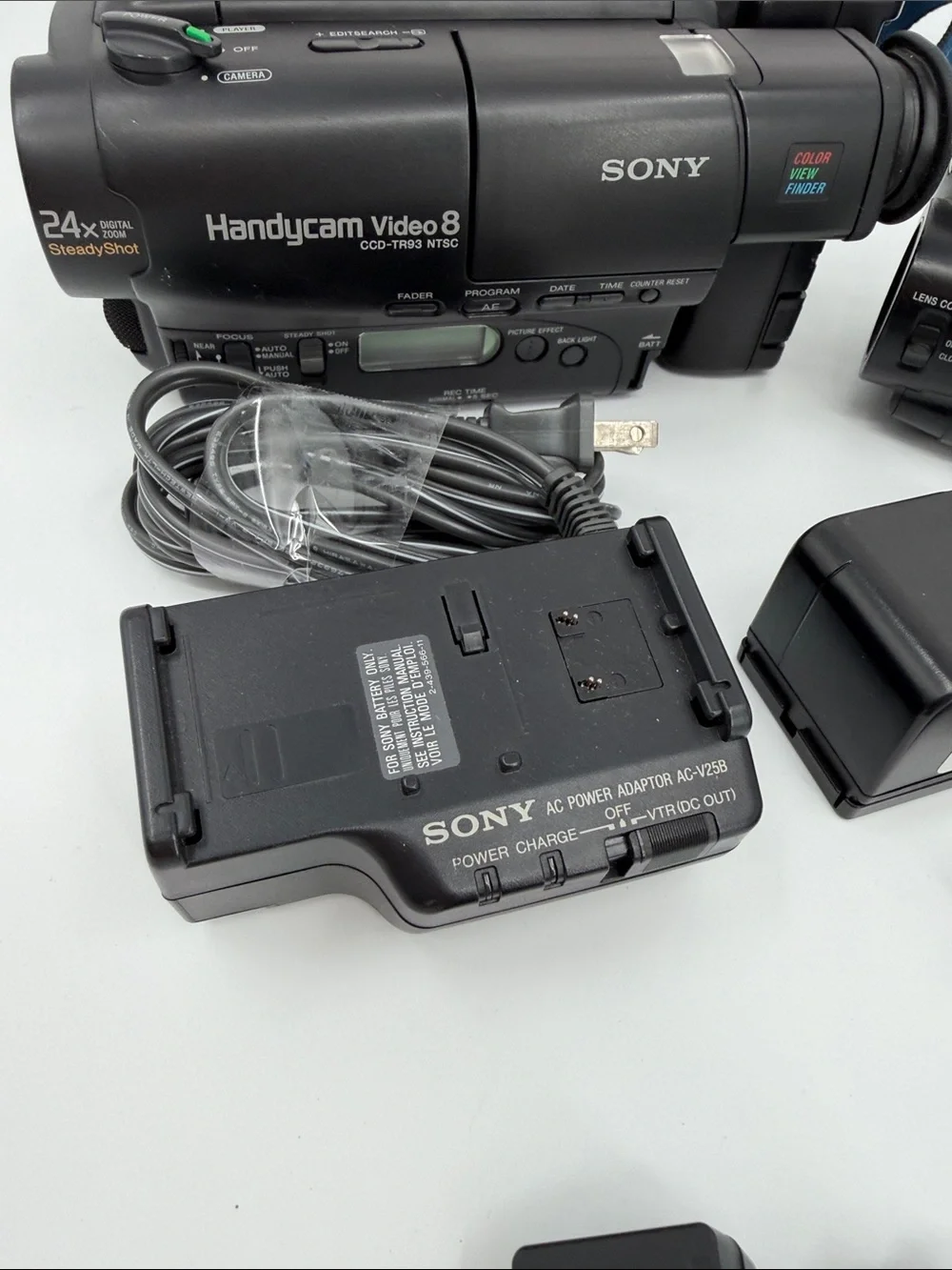 2 Sony Black Video Camcorder Kit with Blue Strap and AV Cables Not Tested